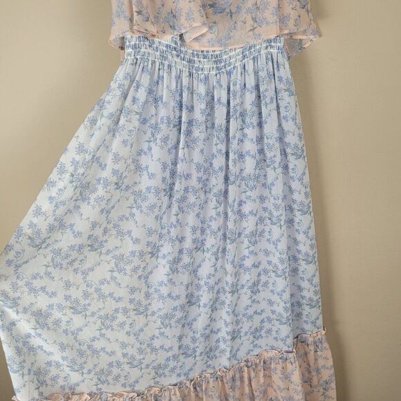 Erin Fetherston Maxi Floral Dress Spaghetti Straps Ruffle Ivory Multi Size 4 - Picture 7 of 16